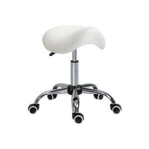 HOMCOM Werkkruk - Draaistoel - Crème - Synthetisch Leer