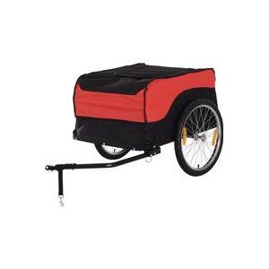 HOMCOM Fietsaanhanger, laadvermogen max. 40 kg, transportaanhanger, handwagen, vrachtwagen, fietskar, rood-zwart, staal, Oxford, 130 x 77 x 65 cm