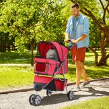 PawHut Hundewagen Mehrfarbiger Hundebuggy für Spaziergänge, leicht & faltbar, für Hunde und Katzen, rot  Aosom.de