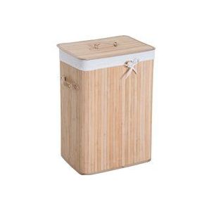 Wäschekorb, Wäschebox, Wäschesammler mit Deckel, Segeltuchsack, Bambus , faltbar, 72L, Natur, 40 x 30 x 60 cm