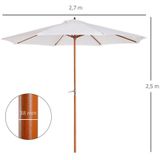 Holz Sonnenschirm Holzschirm Gartenschirm Balkonschirm Creme 2,5m