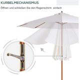 Holz Sonnenschirm Holzschirm Gartenschirm Balkonschirm Creme 2,5m