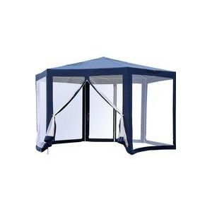 Outsunny paviljoen partytent tent tuintent feesttent tent 6-hoekig, polyester+metaal, blauw/crème, 390x390x245 cm (blauw)