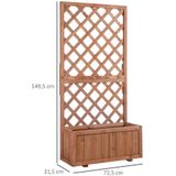 Outsunny - Hochbeet Pflanzenkasten mit Rankgitter, Spalier Pflanzkübel, Blumenkasten Holz, 72,5x31,5x149,5cm für Garten Balkon Terasse, Blumenkübel