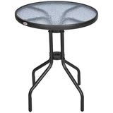 Outsunny tuintafel balkontafel bistrotafel glazen tafel bijzettafel metaal + veiligheidsglas ∅60x70 h cm