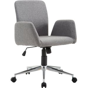 HOMCOM Kantoorstoel draaistoel bureaustoel directiestoel stoel met armleuning stof grijs 921-060