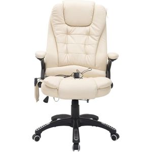 HOMCOM bureaustoel kantoorstoel directiestoel gaming stoel massagestoel 6-punts vibrerende massage met warmtefunctie draaibaar (beige)