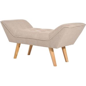 HOMCOM gestoffeerde zitbank zitkist poef, linnen + hout, beige, 117x46x55cm