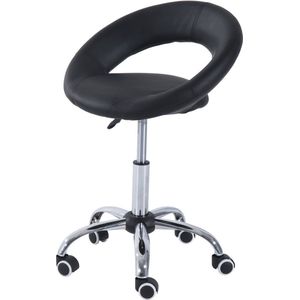 HOMCOM rolkruk werkkruk draaibare kruk bureaustoel in hoogte verstelbaar, PU + metaal, zwart, 50 x 54 x (66-78) cm