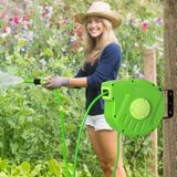 Outsunny slanghaspel 10+1m slanghaspel automatisch draaibare perslucht tuin 180° draaibare persluchtslang groen