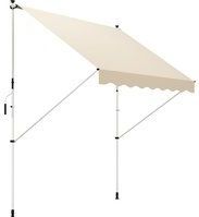 Outsunny Gelenkarmmarkise 300 x 150cm Höhenverstellbar Klemmmarkise Faltarm Sonnenschutz mit Handkurbel wetterfest Alu Beige  Aosom.de