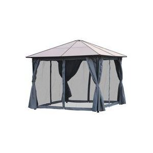 Outsunny Paviljoen tuinpaviljoen partytent incl. zijdelen PC dak aluminium 3 x 3 m 84C-048