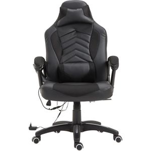 Homcom - Bürostuhl Massagesessel Massagefunktion mit 6 Vibrationspunkte Ergonomischer Gaming Stuhl mit Wärmefunktion Kunstleder Schwarz 68 x 69 x