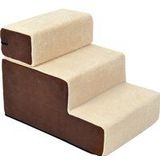 PawHut Hundetreppe  Praktische Haustiertreppe mit 3 Stufen für Katzen und Hunde, Plüsch, Beige, 54x40x39cm  Aosom