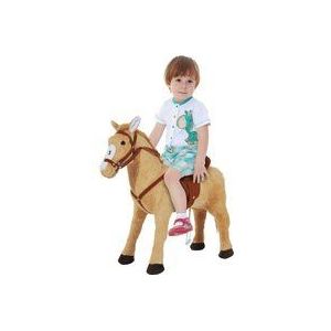HOMCOM rijpaard speelpaard pluche paard speelpaard voor kinderen staand paard met geluid beige 85 x 28 x 60 cm