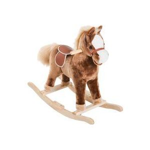 HOMCOM schommelpaard baby schommeldier pluche speelgoed kinderen pluche schommeldier bruin l x b x h 74 x 33 x 62 cm