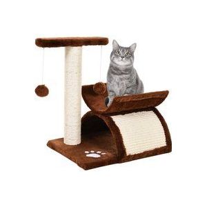 Katzenbaum Spielbaum Katzenkratzbaum Kratzbaum Katzen mit Ball Braun L40 x B30 x H43 cm