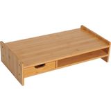 Monitorständer Schreibtisch-Organizer Mit Schubladen Natur L49 x B25,5 x H11,5 cm