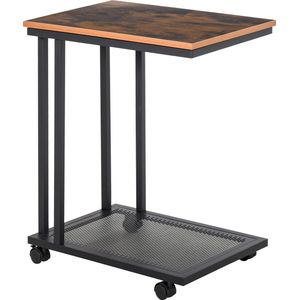 HOMCOM Salontafel, trolley, serveerwagen, bijzettafel, nachttafel, op wielen 833-606