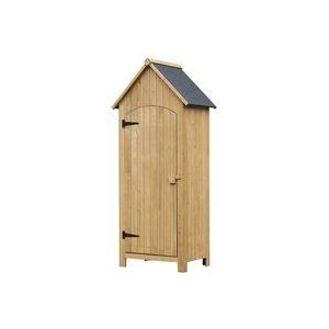Outsunny houten tuinkast gereedschapsschuur tuinhuisje gereedschapsschuur gereedschapskast houten hut puntdak bitumen karton naturel 77,5 x 54,2 x 179,5 cm