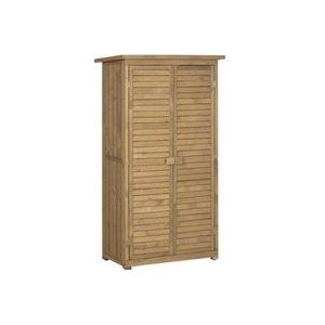 Outsunny - Houten Tuinkast - Lessenaarsdak - 3 Planken - Bruin