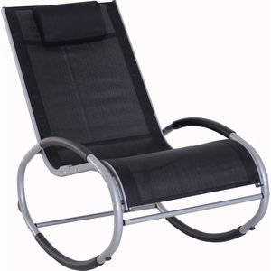 Outsunny schommelstoel schommelbank ligbank voor buiten schommelbank met hoofdkussen weerbestendig aluminium + textilene zwart tot 120 kg 120 x 61 x 88 cm