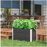 Outsunny Hochbeet  Wetterfester Pflanzkasten aus WPC + Aluminium, ohne Boden, Grau, 100x50x50cm  Aosom