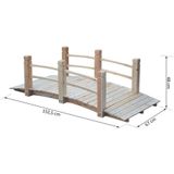 Outsunny - Gartenbrücke Holzbrücke Holzsteg Teichbrücke Zierbrücke mit Geländer bis 180 kg Tannenholz Natur 152,5 x 67 x 48 cm