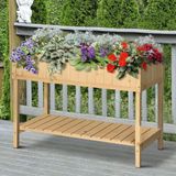 Outsunny Plantentafel verhoogd bed plantenbak kweektafel 6 x vakken vurenhouten aflegvlak + afvoer 845-238