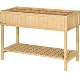 Outsunny Plantentafel verhoogd bed plantenbak kweektafel 6 x vakken vurenhouten aflegvlak + afvoer 845-238