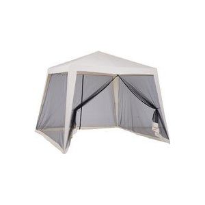 Outsunny tuinpaviljoen paviljoen feesttent partytent weerbestendige tent met muggengaas metaal + polyester beige 3 x 3 m