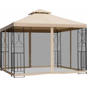 Outsunny - Partytent - met 4 schappen - Dubbel Dak - Beige