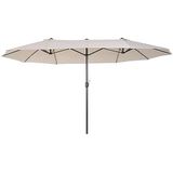 Outsunny parasol tuinparasol marktparasol dubbele parasol terrasparasol met zwengel ovaal metaal + polyester beige 460 x 270 x 240 cm