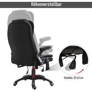 Vinsetto massagestoel directiestoel met massagefunctie in hoogte verstelbaar draaistoel ergonomisch gamingstoel, kantoorstoel massage, zwart, 67 x 67 x 116–126 cm