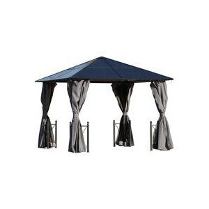 Outsunny Paviljoen partytent met zijdelen PC dak aluminium bruin 3,45 x 2,8 m 84C-171