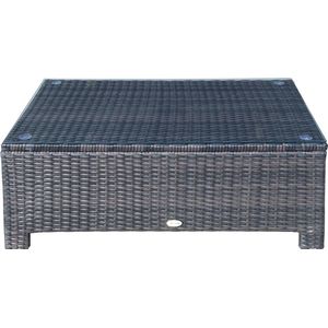 Outsunny Bijzettafel voor in de tuin, salontafel, tuintafel, balkontafel, poly-rotan, bruin, 85 x 50 B x 39 H cm