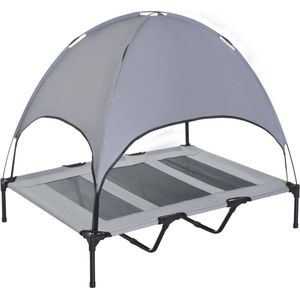 Haustierbett mit Baldachin Erhöhtes Hundebett Hundeliege outdoor Grau