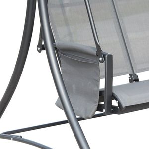 Outsunny 3-zitter Hollywoodschommel tuinschommelstoel met zonnedak schap aluminium grijs 84A-110