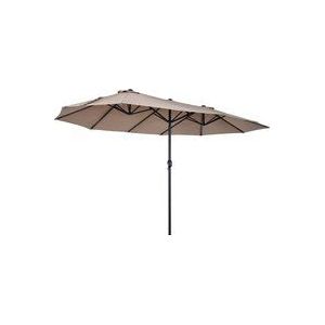 Outsunny parasol tuinparasol marktparasol dubbele parasol terrasparasol met zwengel koffie ovaal 460 x 270 x 240 cm