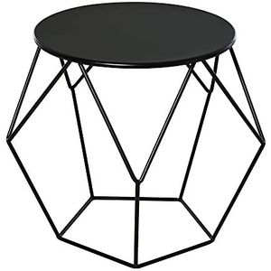 HOMCOM Salontafel, bijzettafel, bijzettafel, nachtkastje, rond, opbergen, metalen mand, woonkamer, slaapkamer, 51 x 51 x 44 cm