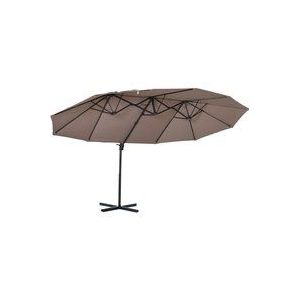 Outsunny parasol met zwengel, dubbele parasol, verstelbare tuinparasol, zonwering, metaal, bruin, 440 x 270 x 250 cm