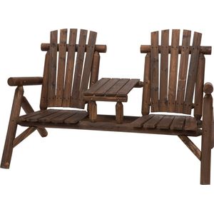 Outsunny Tuinbank met tafel tuinmeubel zitbank 2 stoelen massief hout bruin 84B-398