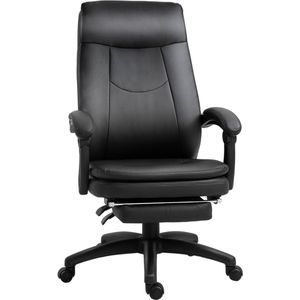 Vinsetto ergonomische bureaustoel met voetensteun, directiestoel, gestoffeerde rugleuning, zwart, 64 x 64 x 112-120 cm