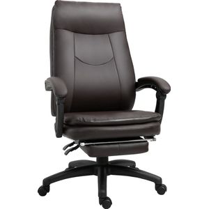 Vinsetto ergonomische bureaustoel met voetensteun, directiestoel, gestoffeerde rugleuning, bruin, 64 x 64 x 112-120 cm