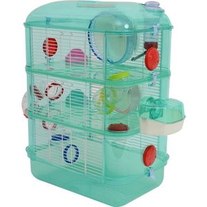 PawHut hamsterkooi knaagdierkooi muizenkooi hamster knaagdierverblijf buissysteem, groen, 40,5 x 28 x 55 cm