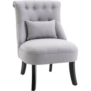 HOMCOM Relaxstoel met rugkussen tv-stoel fauteuil verhoogde poten linnen 833-727