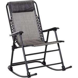 Outsunny schommelstoel, inklapbare schommelstoel, tuinstoel, schommelbank, schommelstoel met hoofdkussen, staal + textilene grijs tot 120 kg 90 x 64 x 110 cm