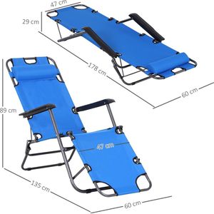 Outsunny Ligbank voor buiten strandstoel tuinstoel inklapbaar verstelbaar kussen 84B-043