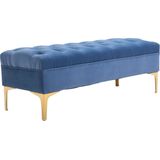 HOMCOM Zitbank bedbank schoenenbank verhoogde poten fluweel blauw 831-163V01