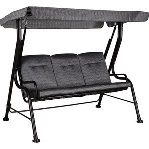 Outsunny Hollywoodschommel, 3-zitter tuinschommel, verstelbaar zonnedak, Textileen grijs 200 x 120 x 170 cm